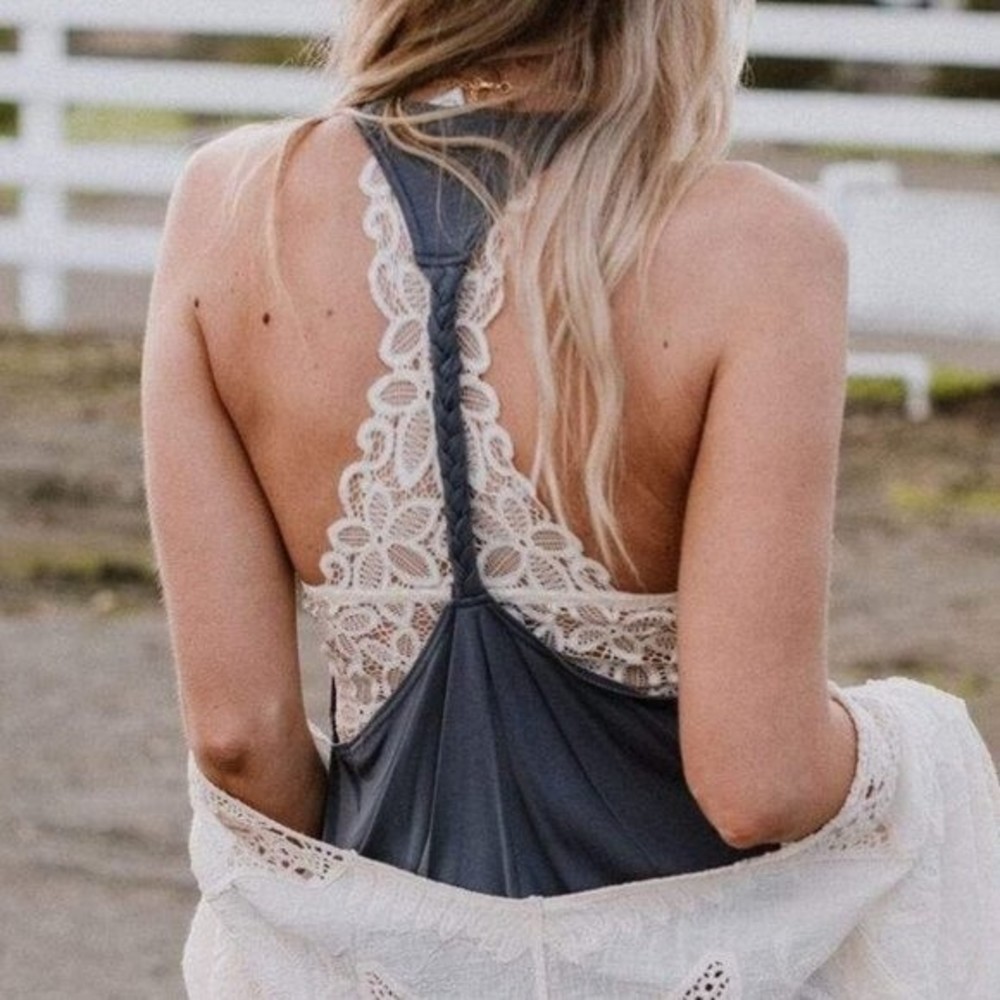 Perfect Bralette Twist Back Tank in Dark Grey